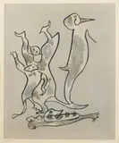 Max Ernst, Entre chiens et loups, 1974, Etching and aquatint in colors on wove paper