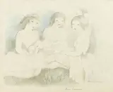Marie Laurencin, Trois femme assises, c. 1930, Lithograph with handcoloring on Japan paper
