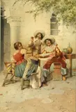 Francesco Ballesio, A flirtatious moment, watercolor over pencil heightened with white