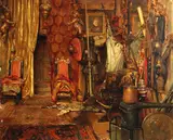 Tito Della Fralte, The interior of the Paris studio of Giuseppe Signorini, oil on canvas