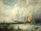 Shipping offshore in a choppy sea by English School, oil on canvas, sold May 2013