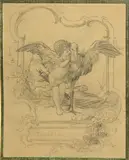 French School, A group of drawings of various subjects and sizes (a group of eight), seven, pencil studies; one, brown wash over pencil