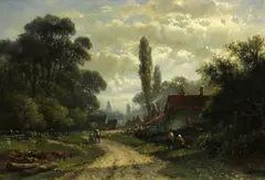 Abraham Hulk, On the outskirts of a Dutch town, oil on panel