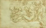 The Deposition; Men wrestling (double-sided) by called il Parmigianino Girolamo Francesco Mazzola, pen and brown ink, sold May 2013
