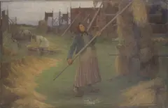 Michail Ivanovich Sever, Stacking hay, oil on canvas