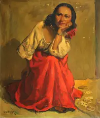 Irving Sinclair, Gypsy girl with cards, 1938, oil on canvas