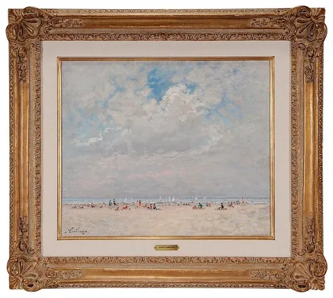 André Hambourg, [Deauville, Un matin à marée basse], oil on canvas