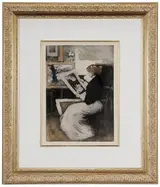 Manuel Robbe, [Femme a l'estampe]