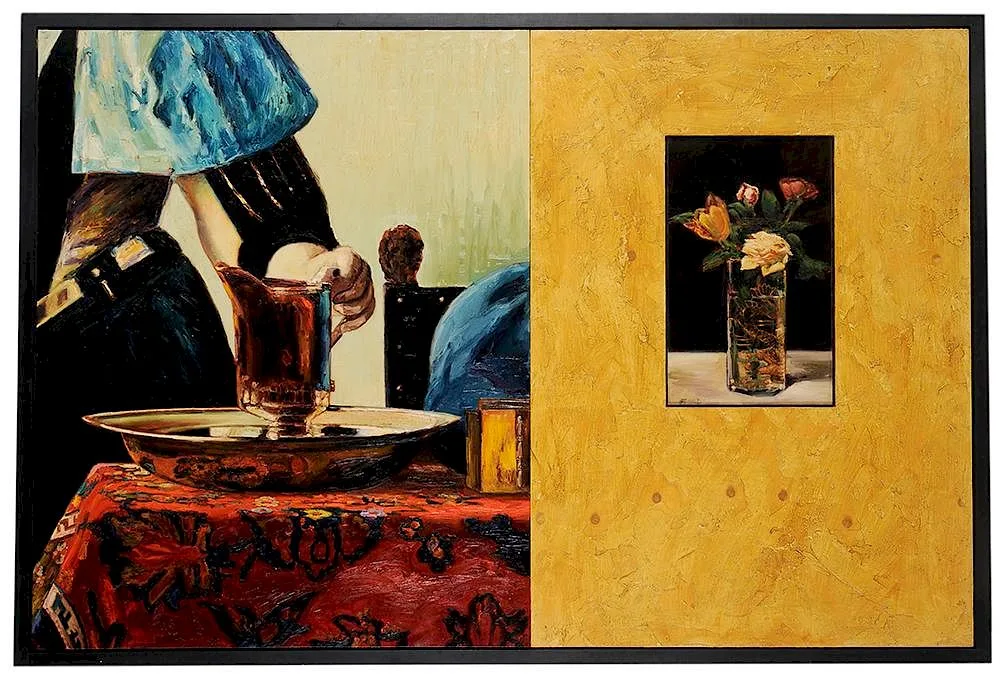 David Bierk, A Eulogy to Life, To Vermeer, to Manet, 1990, mixed media