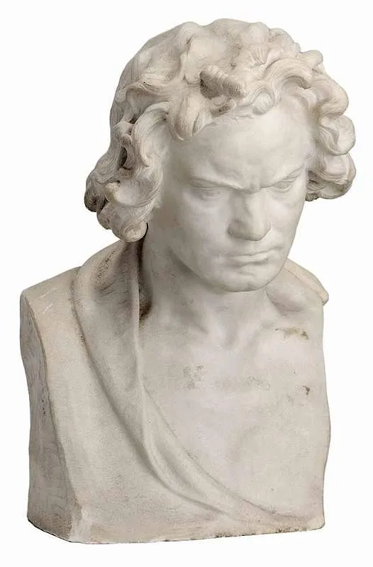 Friedrich Offermann, Bust of Ludwig Van Beethoven (1770-1827), carved marble