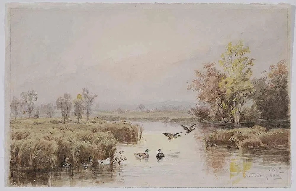 Hackensack by Jasper Francis Cropsey, 1889, watercolor on paper, sold Mar 2017