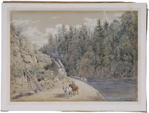 William Rickarby Miller, On the Erie Canal, Little Falls, New York, 1852, watercolor on paper