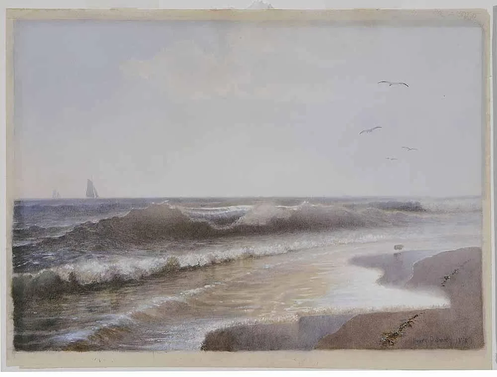 Henry Pember Smith, Coastal Scene with Yachting, 1878, gouache on paper
