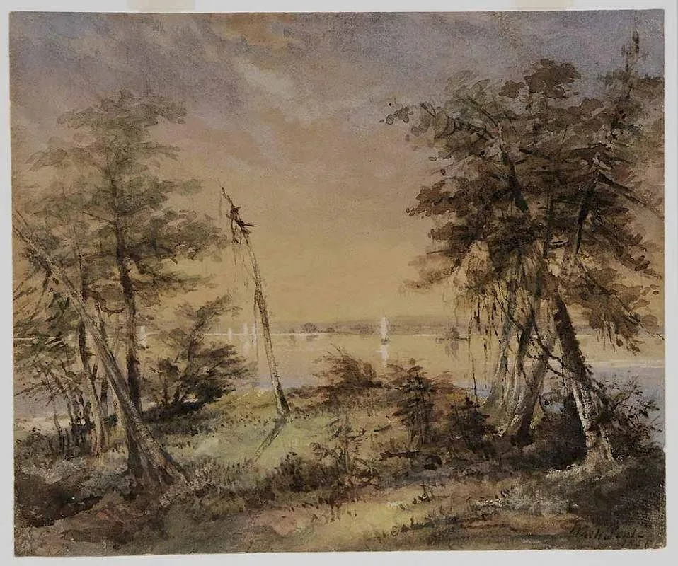 Washington V. Peale, View of a River, 1855, watercolor on paper