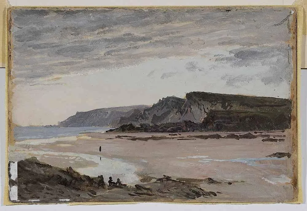 Near Bude Haven, Cornwall by William Trost Richards, oil on cardboard, sold Mar 2017