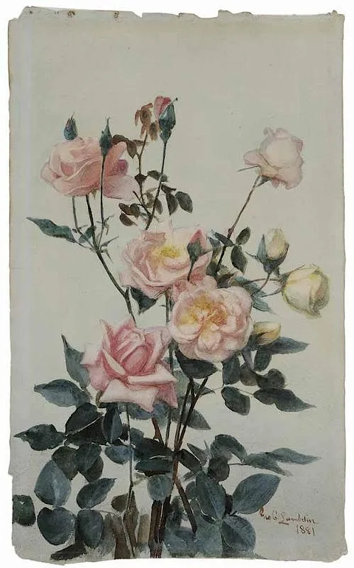 George Cochran Lambdin, Roses, watercolor on paper