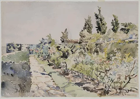 Edward Darley Boit, Formal Garden, 1911, watercolor over pencil on paper