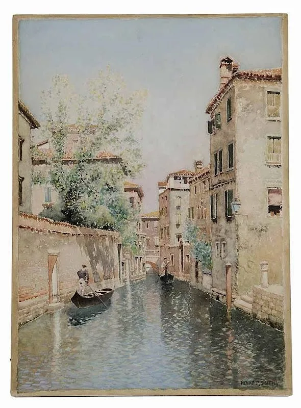 Henry Pember Smith, Venetian Canal, watercolor on illustration board
