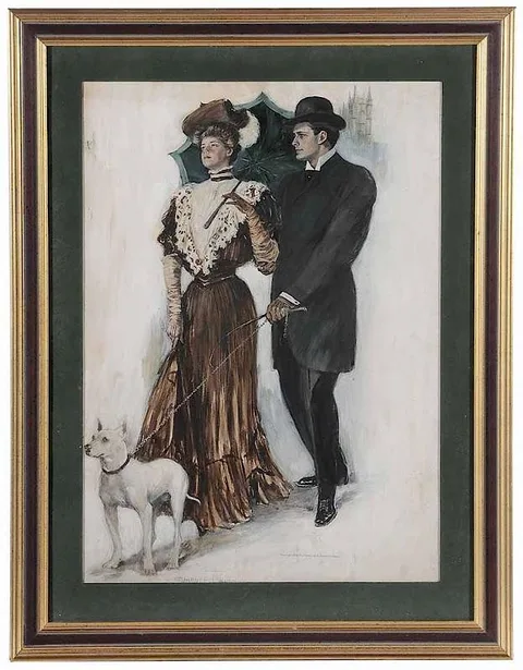 Girl of the East, illustration for the The Underwood American Girl Calender by Clarence Frederick Underwood, 1907, gouache on illustration board, sold Mar 2017