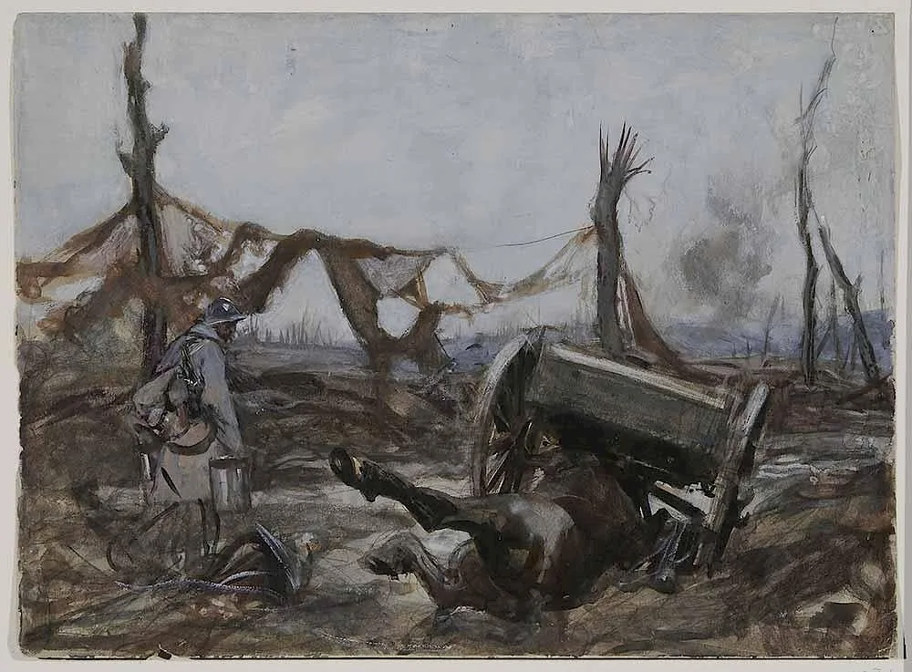 Charles Constantine Hoffbauer, After the Battle, World War I, watercolor and gouache on paper
