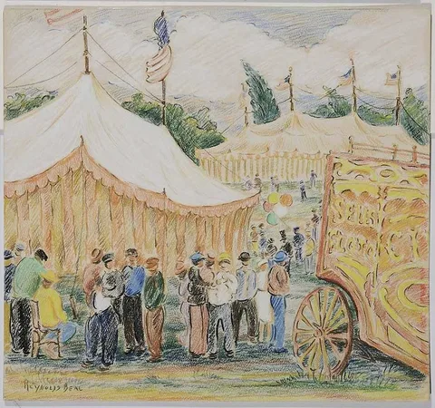 Reynolds Beal, Sells Floto Circus, colored pencil on paper