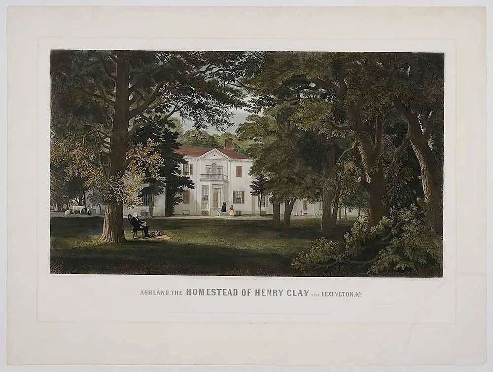 John Sartain, Ashland, The Home of Henry Clay Near Lexington, KY, after James Hamilton, published by Henry Sartain, Philadelphia, 1863, handcolored engraving on heavy wove paper