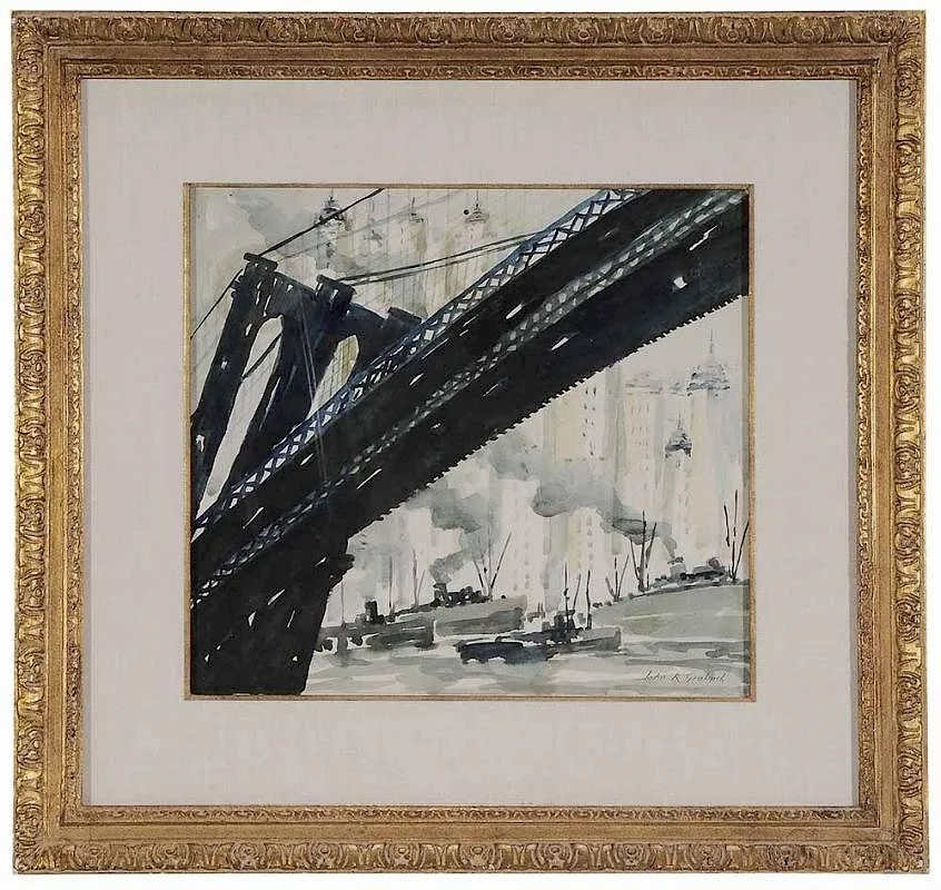 John R. Grabach, The Brooklyn Bridge, circa 1925, watercolor over pencil on card