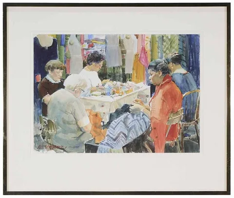Arne Westerman, Women Sewing, 1985, watercolor on paper
