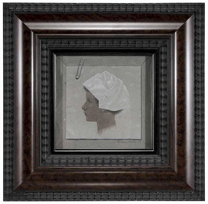 Bruce Winston Hafley, Trompe L'oeil Profile Portrait, mixed media on paper
