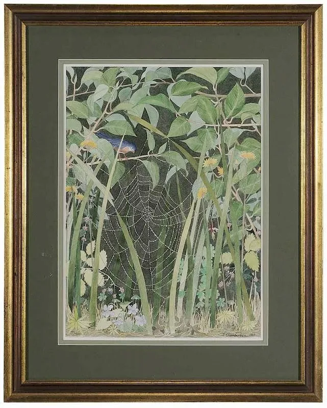 Samuel Chamberlain, Spiderweb, 1978, watercolor and ink on paper on