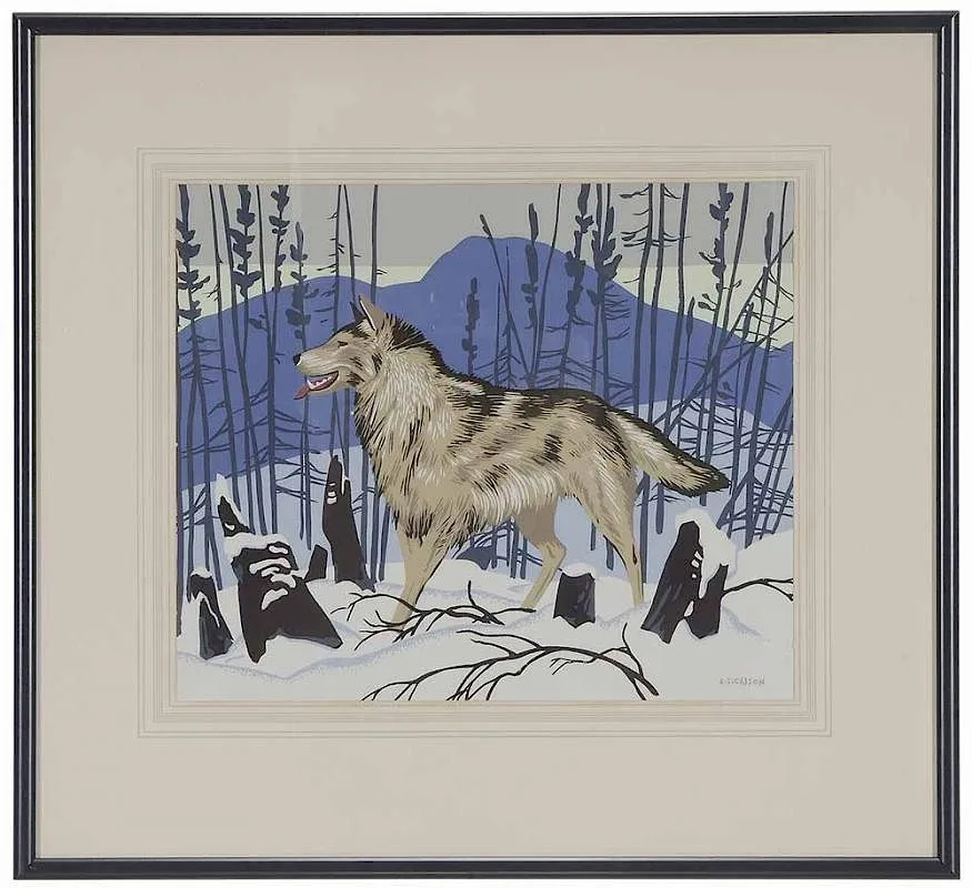 Gray, or Timber Wolf by A. J. Casson, 1949, color silkscreen on paper, sold Mar 2017