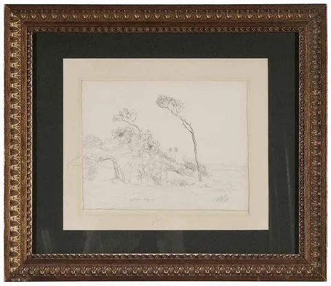 Walter Whitcomb Thompson, Windswept Trees, 1939, pencil on cream paper