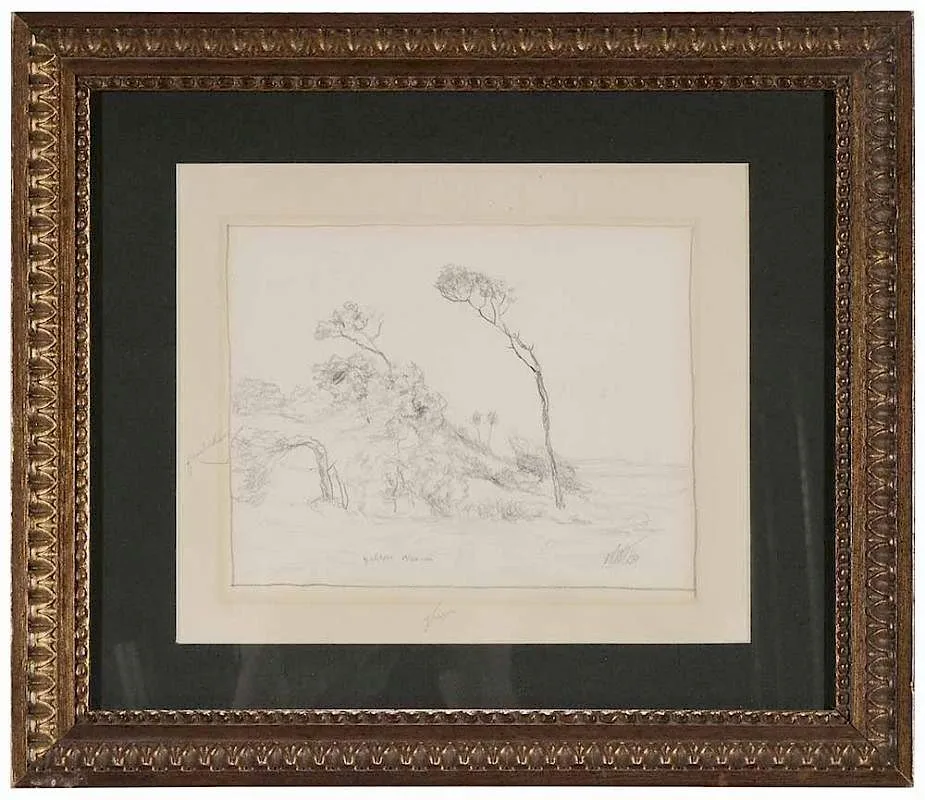 Walter Whitcomb Thompson, Windswept Trees, 1939, pencil on cream paper