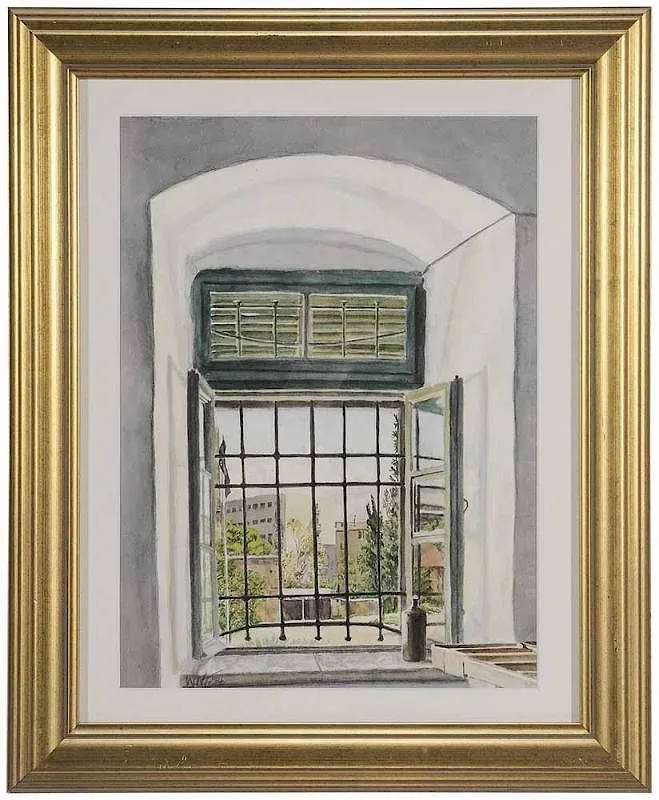 Walter Whitcomb Thompson, View Out a Window, Philadelphia, watercolor on paper