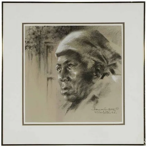 Bertha by Josie Van Gent Edell, 1987, charcoal and chalk on brown paper, sold Mar 2017