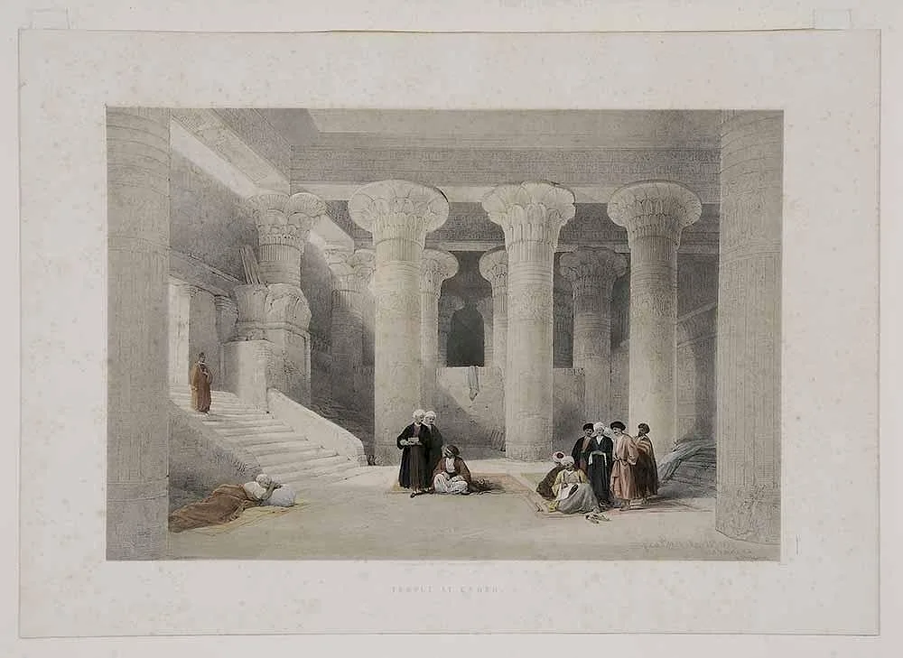 Temple at Esneh by David Roberts, hand-colored lithograph with gum arabic on paper, sold Mar 2017