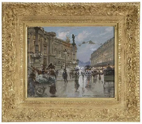 Georges Stein, [Rue Auber], Paris, oil on panel