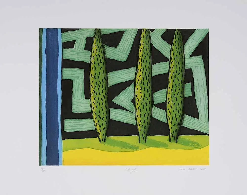 Labyrinth by William Crozier, 2007, color aquatint on wove paper, sold Mar 2017