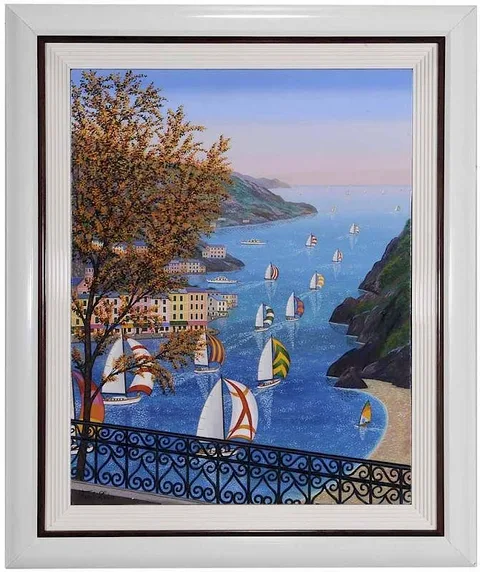 Fanch Ledan, [Regatta en Portofino], 1988, acrylic on canvas
