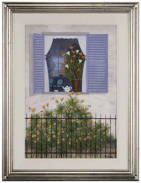 Fanch Ledan, [ Le chat à sa fenêtre], 1983, acrylic on canvas