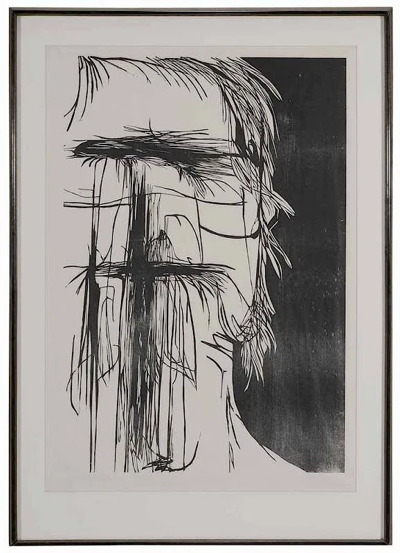 Dead Saint by Leonard Baskin, woodcut on paper, sold Mar 2017