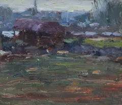 Farm With Cows by Paul Kelly, Oil on board, sold Jun 2026