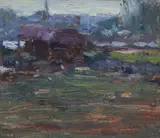 Paul Kelly, Farm With Cows, Oil on board