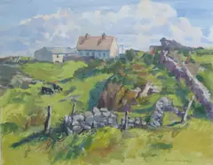 Diarmuid Larkin, Farm Houses Ballyconneely, Oil on board
