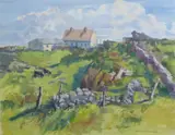 Diarmuid Larkin, Farm Houses Ballyconneely, Oil on board