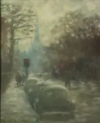 William Mason, University Road, Oil on board