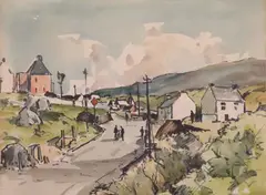 George Morrison, A CHAT by THE ROAD, Watercolour