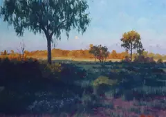 Brett McEntagart, Sunrise In The Desert, Central Australia, Oil on panel