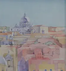 Arthur Gibney, The Roofs Of Rome, Watercolour