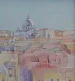 Arthur Gibney, The Roofs Of Rome, Watercolour